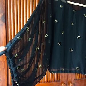 Traffic People embroidered gold stars top w tank